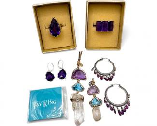 10 AllNewSterling18KGemstoneJewelrywAmethystRingsBixbyHoops