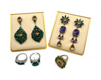 29 SterlingJewelrywGreenChalcedonyCitrineAmethyst5844g