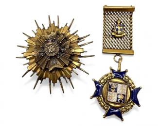 35 VintageBroochPairSunburstPinEnamelHangingWatch