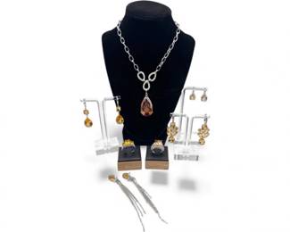 57 JudithRipka18kPostEarringsSterlingCitrineRingsNecklace