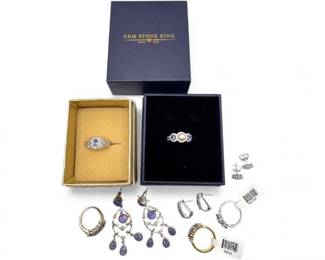 47 SterlingJewelrywNaturalSyntheticPurpleBlueGemstones