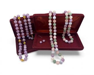 8 2SemiPreciousStoneNecklacesw14KAccentsEarringsSet