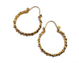85 14kGoldTexturedHoopEarrings