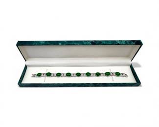 27 SuzanneSomersGreenStoneSterlingTennisBraceletNewinBox