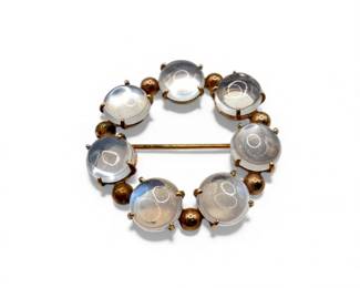 31 Vintage14KGoldBroochwMoonstoneCabochons461g