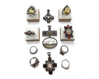 74 SterlingJewelrywNaturalGemstones18kAccentPendant