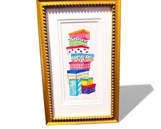 69 CarolynOltmanPairBoxesFramedArtworkSigned