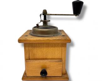 113 VintageWoodMetalHandCrankCoffeeGrinder