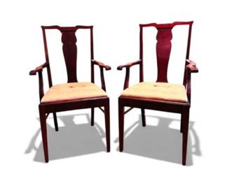 3 PairofChinoiserieStyleWoodArmchairswEmbroideredSeats