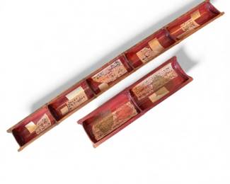 32 Setof2JapaneseBambooWallArtCalligraphyLeafMotifInsets