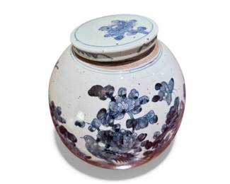 47 BlueWhiteCeramicVasewInnerGlassInsertStuckVeryHeavy