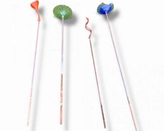 119 Setof4ColorfulGlassMetalGardenArtStakes