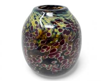82 HandBlownMulticolorSpottedArtGlassVase