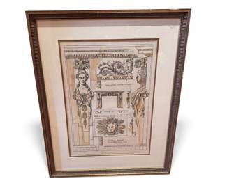 137 FramedArchitecturalPrintDetailsofChimneypieceCarrington