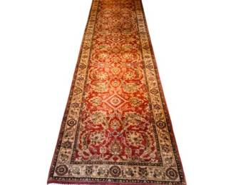 58 HandKnottedWoolFloralMedallionRunne