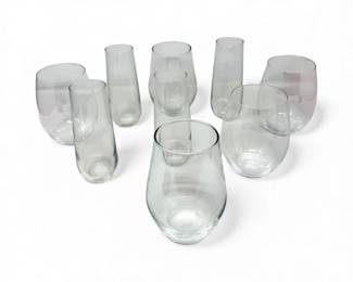 163 AssortedClearGlasswareRoundedCylindricalShapes9pcs