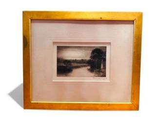 44 JohnLumsdenPropertEtchingSunsetRomneyMarsh1922Framed