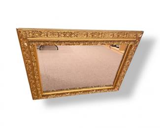 124 VintageGoldWallMirrorwOrnateRaisedFloralScrollsHeavy