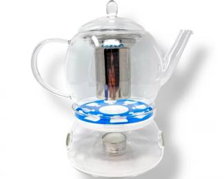 155 GlassTeapotwWarmerStainlessInfuser