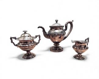 24 VintageSilverplate3PieceTeaSetTeapotSugarCreamer