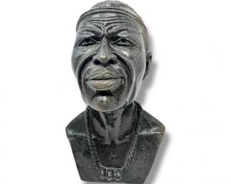 16 AfricanStoneBustSculptureHandCarvedMaleFigure