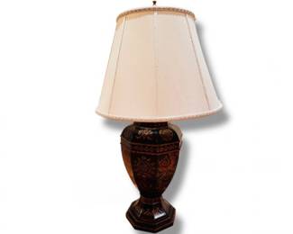 25 HandPaintedBlackGoldTableLampwShadeClassicUrnStyleBody