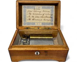 127 Antique4AirCylinderMusicBoxinWoodCase