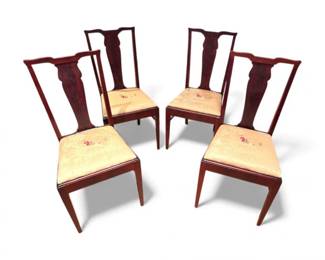 65 Setof4WoodenDiningChairswEmbroideredUpholsteredSeats