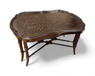 180 MirabelleStyleWoodCoffeeTablewFloralCarving