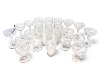 162 AssortedEtchedGlassware23pcsGrapeVineDesign