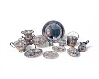 77 LargeAssortedSilverPlatedDinnerwareServewareTraysBowls