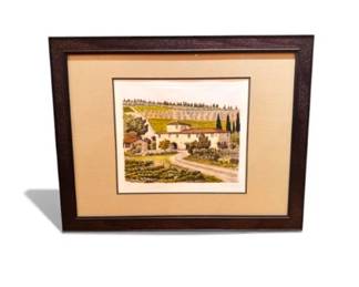 103 TuscanFarmhouseEtchingFramedwCertificateofAuthenticity