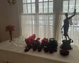 Bronze Scales of Justice, Rubyware and Waterford Kilmare