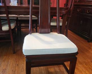 8 Heavy Asian Rosewood Chair w OG Cushions