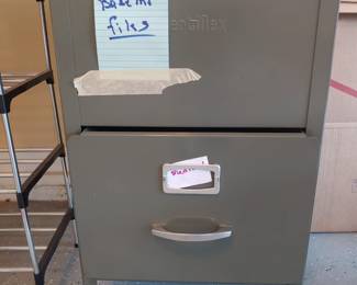 Metal 2 drawer file cabinet on castors