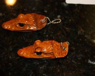 Pair of Thailand alligator key chains 