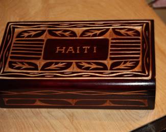 Carved Haiti wood box
