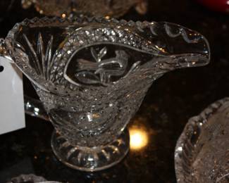 Cut glass 'Bird Pattern' sauce bowl Hofbauer Byrdes  collection