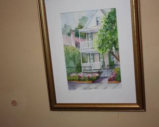 Framed/mat water color house
