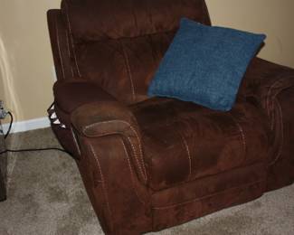 Swede leather rocker/recliner w/remote  excellent condition no scrapes/tears