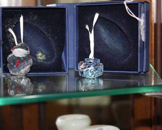 2 Swarovski Santa's in box 
