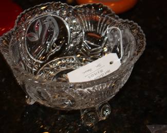 Cut glass 'Bird Pattern' fruit bowl Hofbauer Byrdes  collection