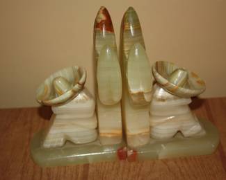 Mexican onyx cactus bookends 