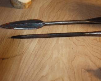 2 hand made African metal spears