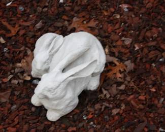 Yard art:  2 Bunnies