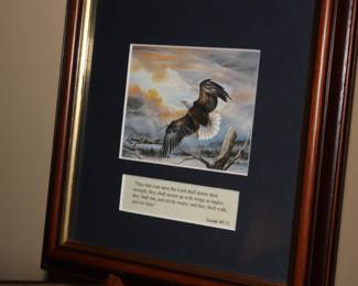 Small mat/framed eagle in flight