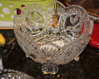Cut glass 'Bird Pattern' salad bowl  Hofbauer Byrdes  collection