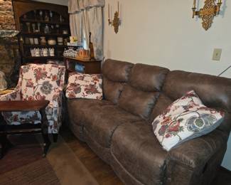 Dual reclining leather sofa