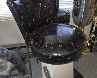 MCM black & gold small bar stools