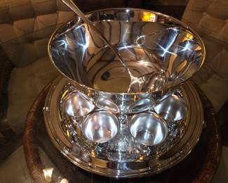 Silverplate punch bowl set